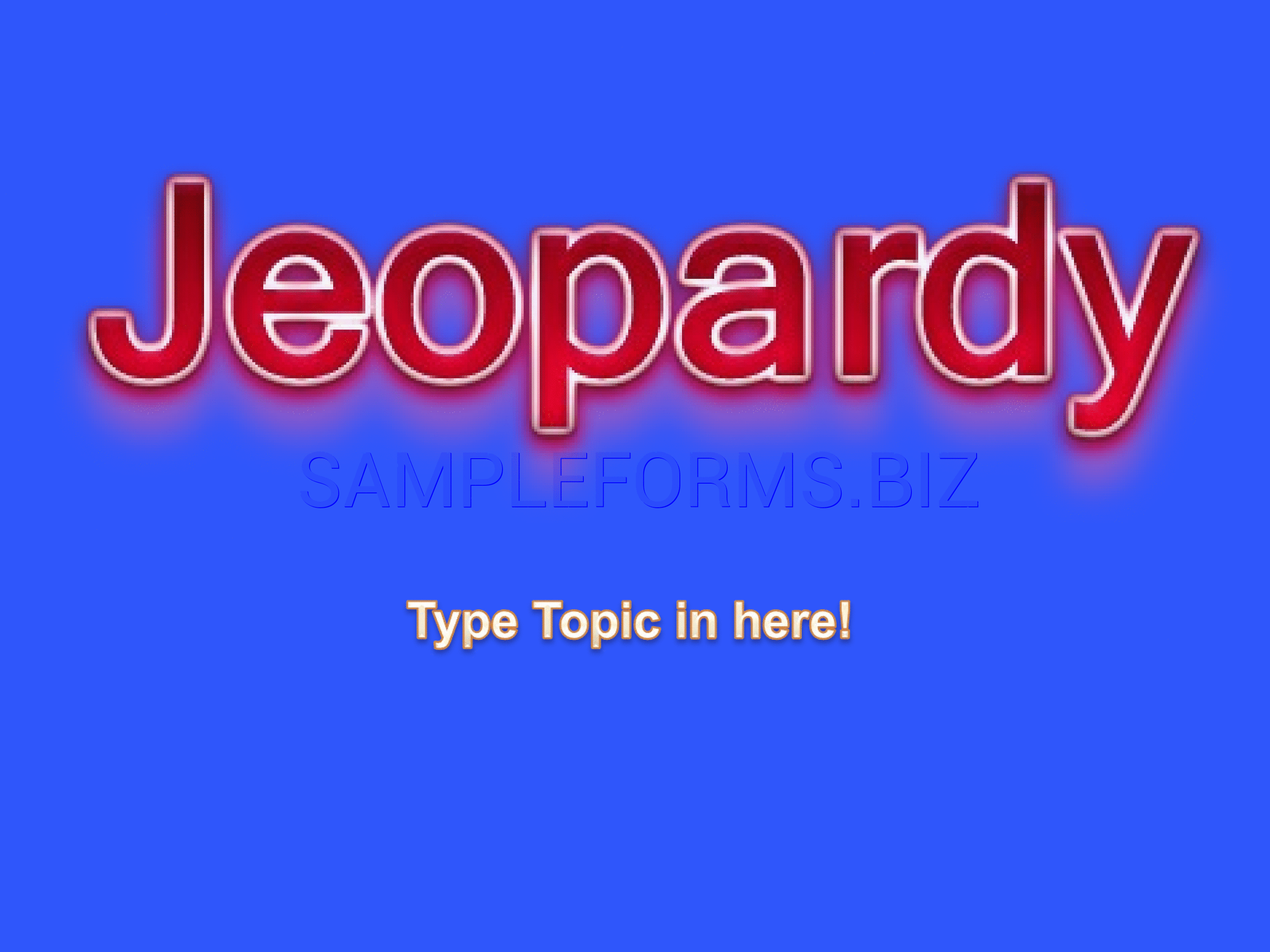Preview free downloadable Basic Jeopardy Template in PDF (page 1)
