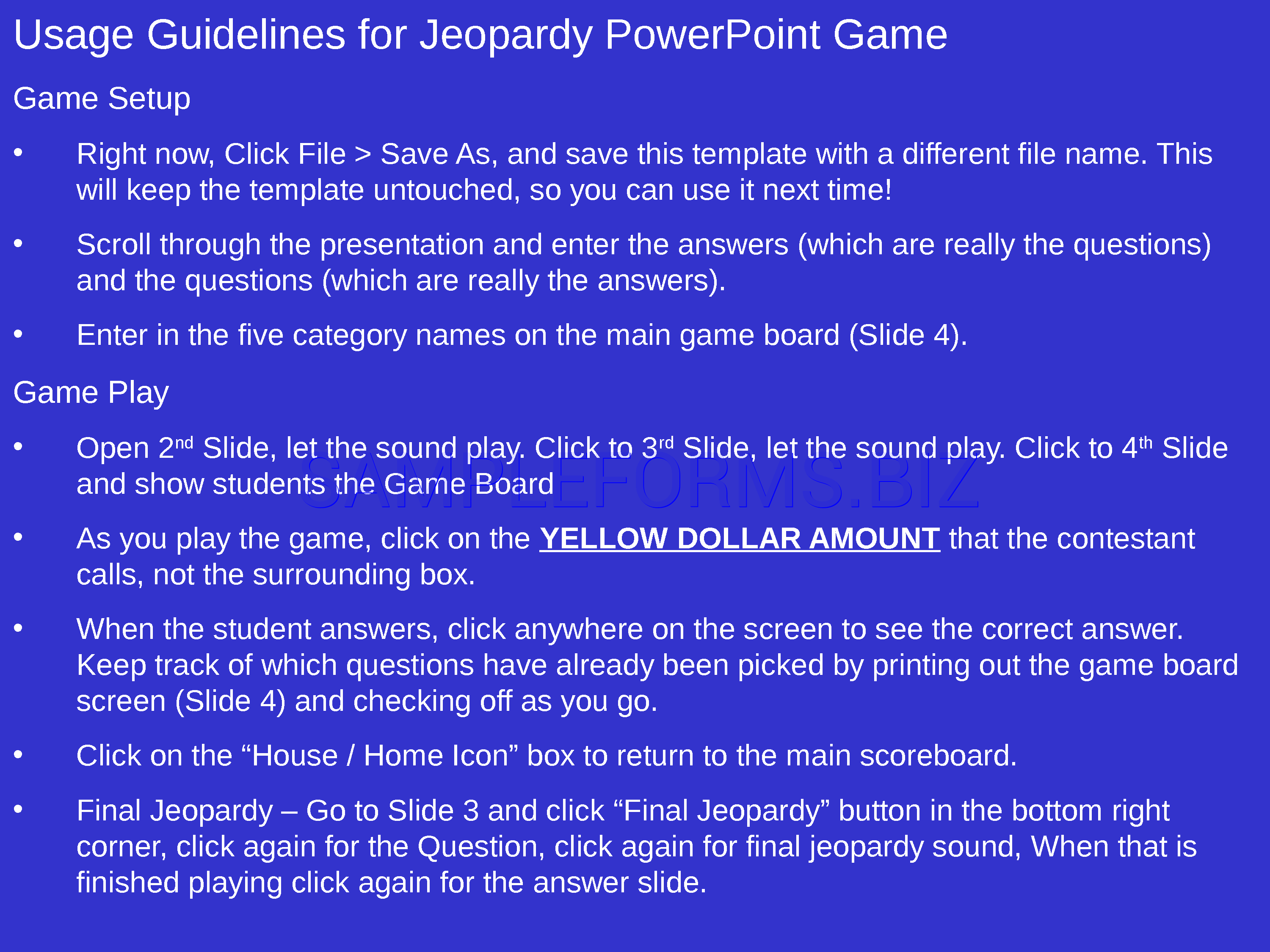 Preview free downloadable Jeopardy Powerpoint Template With Sound in PDF (page 1)