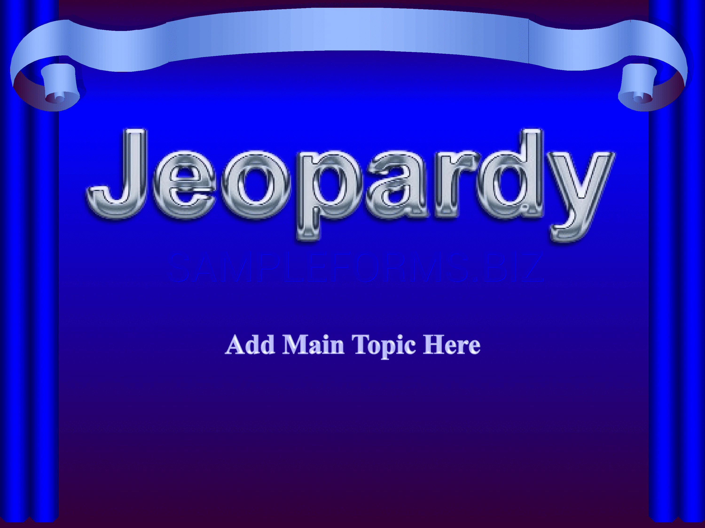 Preview free downloadable Jeopardy Template Design 2 in PDF (page 1)